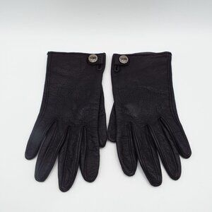 UGG Women's Black Pebbled Leather Gloves Large